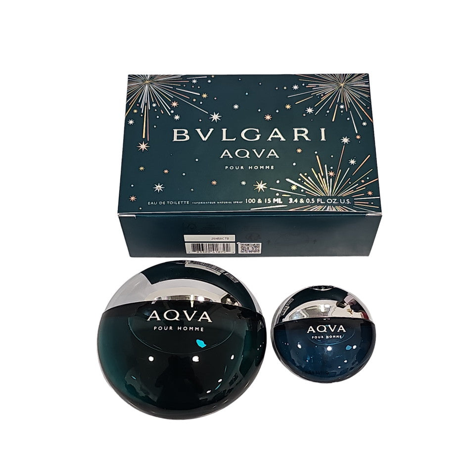 Bvlgari Aqva Pour Homme EDT Spray 2 Pc Gift Set 100 ml & 15 ml