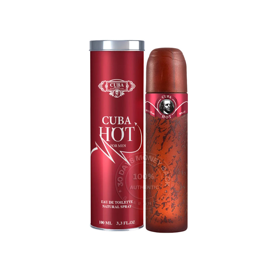 Cuba Hot Eau De Toilette 3.3 oz / 100 ml Natural Spray For Men
