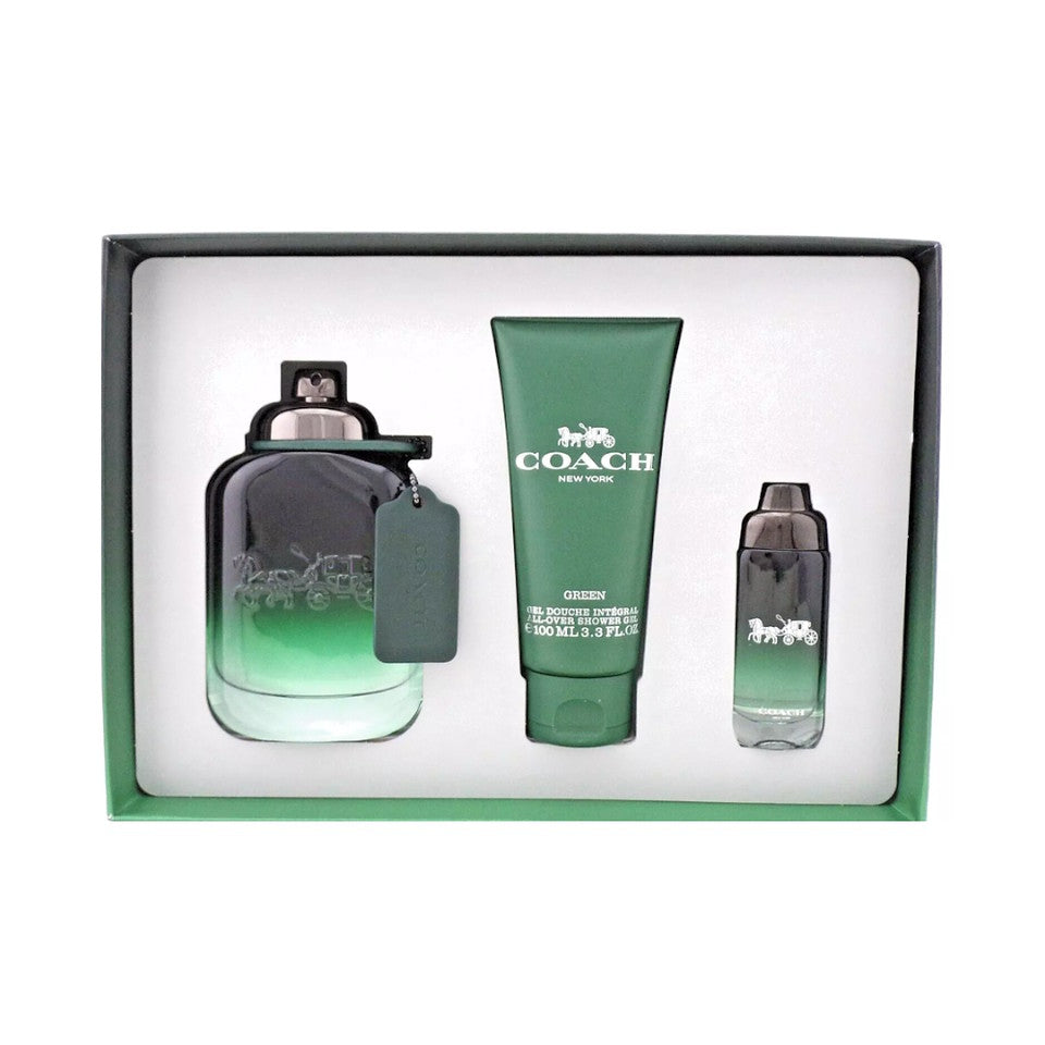 Coach New York Green Eau De Toilette 3 Pcs Gift Set For Men