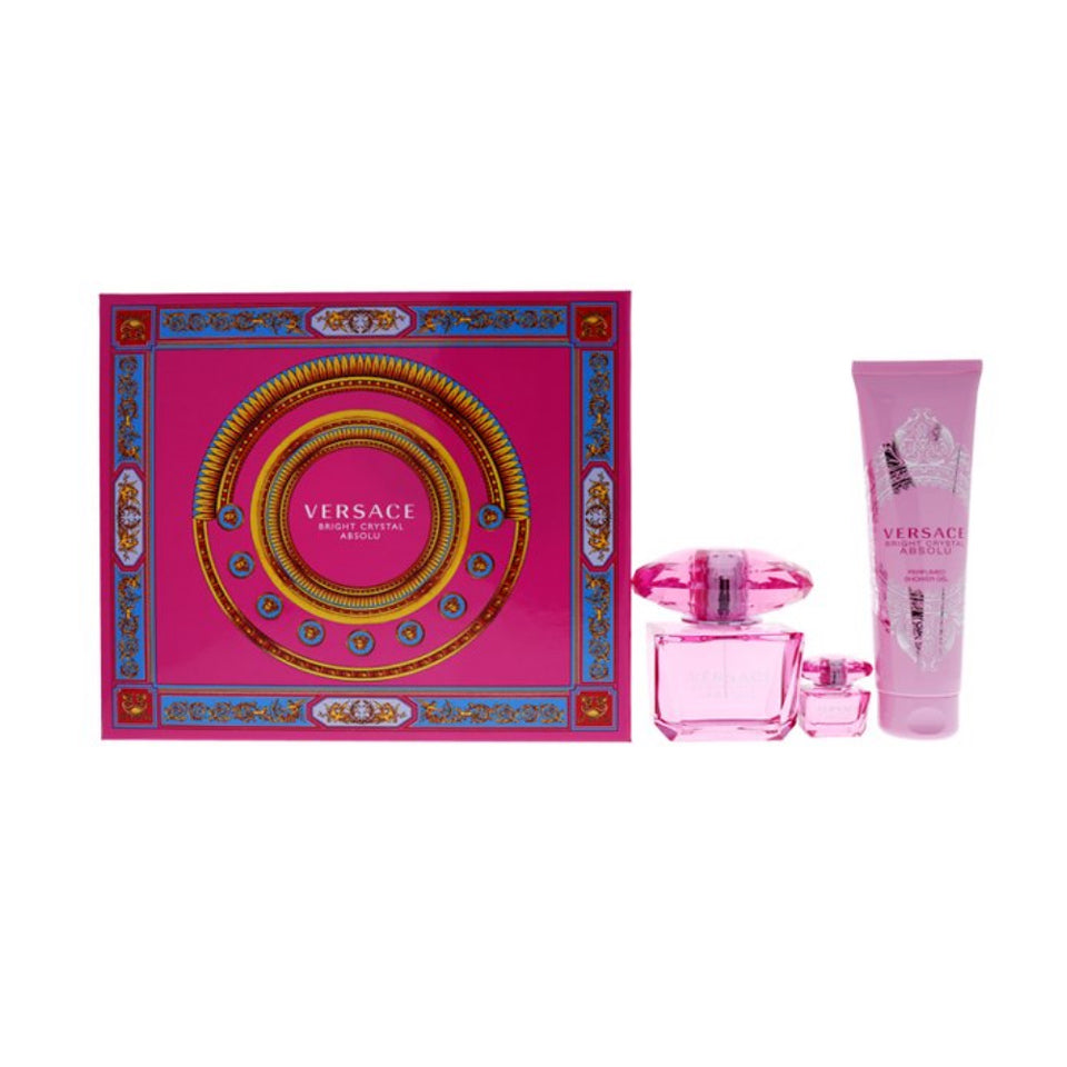 Versace Bright Crystal Absolu Eau De Parfum 3 Pc Gift Set for Women