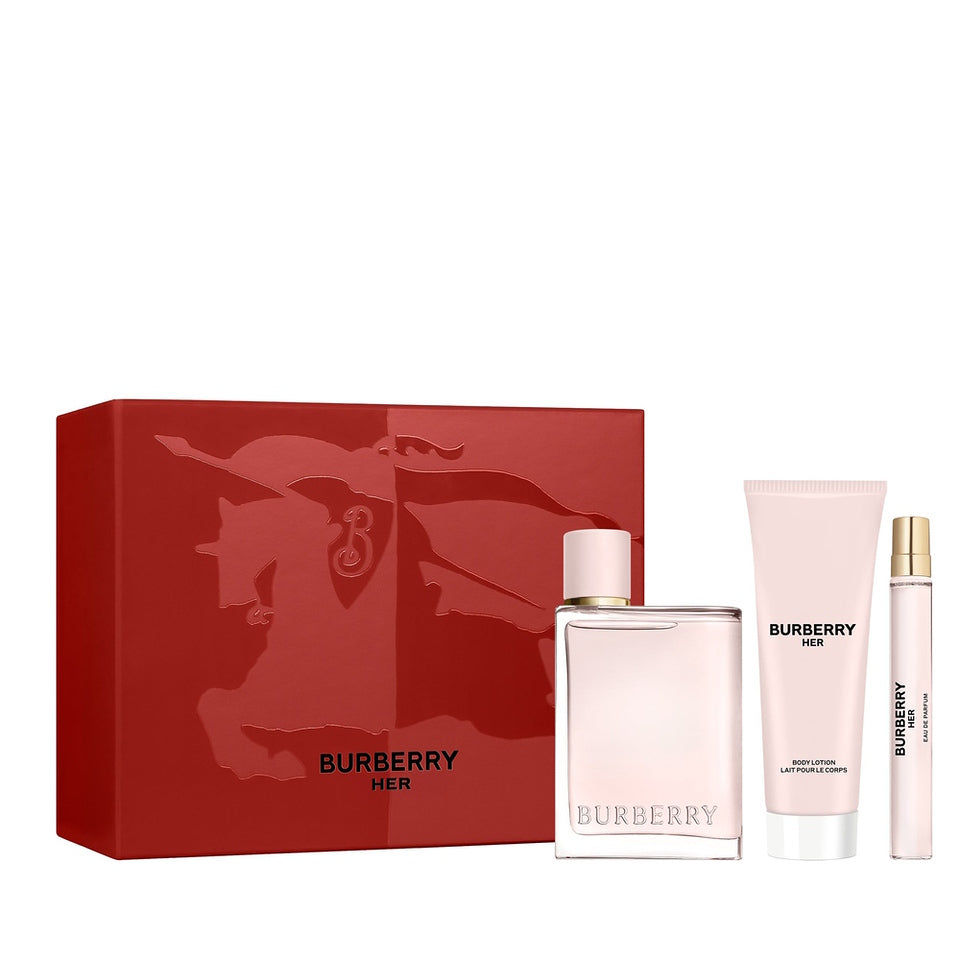 Burberry Her 3PC Gift Set 3.4oz EDP + .33oz Mini Spray + 2.5oz Body Lotion