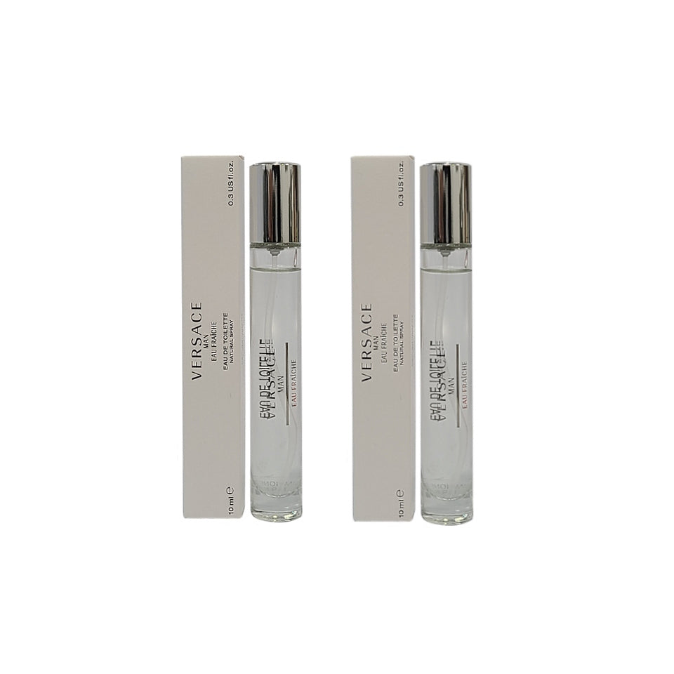Versace Man Eau Fraiche Eau de Toilette 0.3 oz / 10 ml Mini Spray Pack of 2