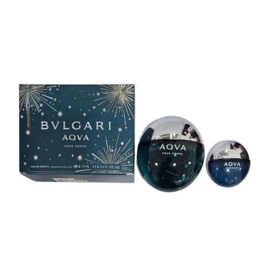Bvlgari Aqva Pour Homme EDT Spray 2 Pc Gift Set 100 ml & 15 ml