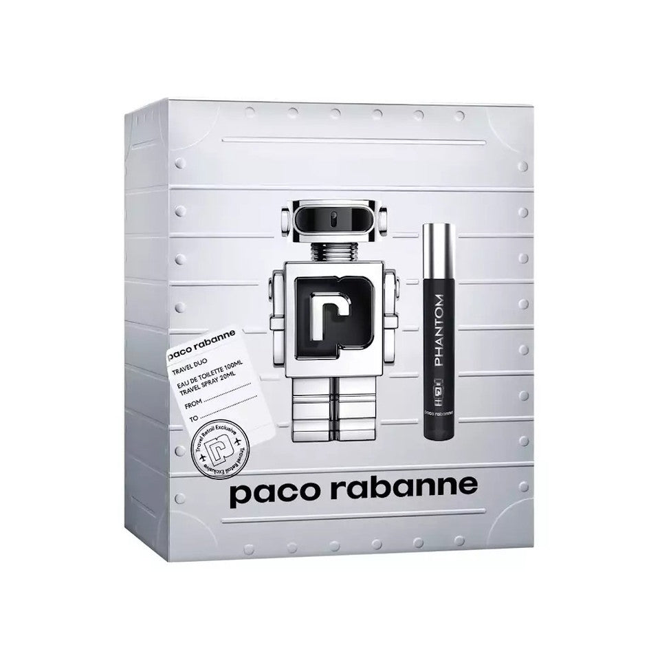 Paco Phantom 2 Piece Gift Set for Men (3.4 OZ Eau De Toilette + Mini Perfume)