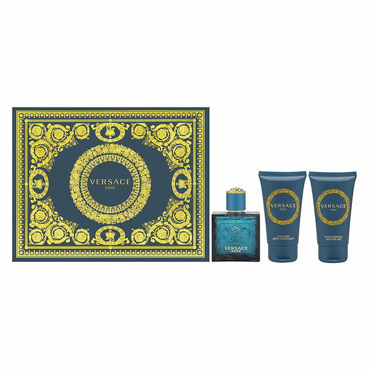 Versace Eros 1.7 oz Eau de Toilette 3PCS Gift Set For Men