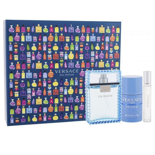 Versace Man Eau Fraiche by Versace, 3 Piece Gift Set for