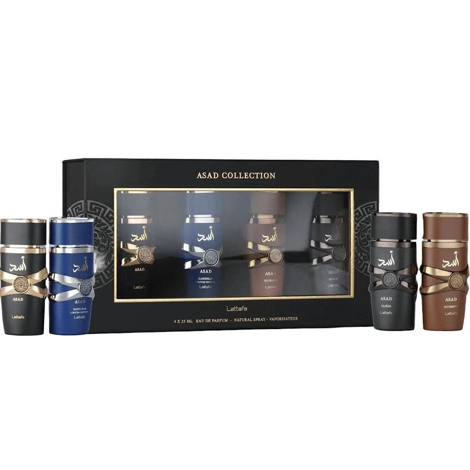 ASAD 4 PC 25 ml Eeau De Parfum Spray Gift Set Collection By Lattafa For Men